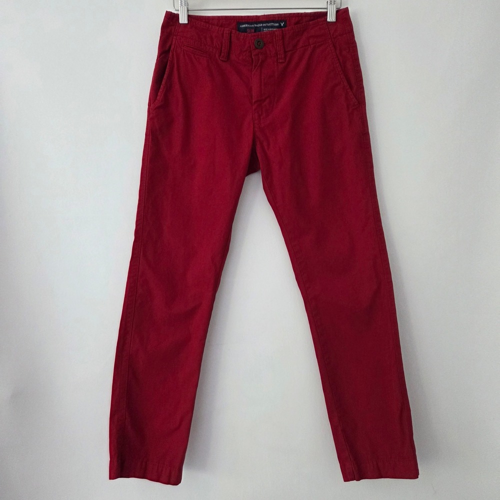 American Eagle Chino Pants Red Slim‎ Fit Cotton Mens 28/30